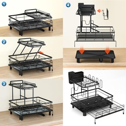 2 Tier Expandable Over-Sink Dish Drying Rack