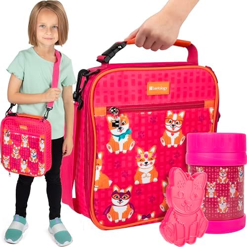 Bentology Kids Insulated Lunch Bag Set with 13 oz Food Jar and Ice
