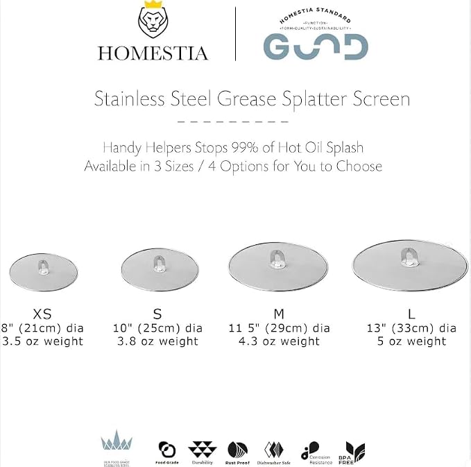 Homestia Splatter Screen for Kitchen, Stainless Steel Fine Mesh Splatter Screen - Image 9