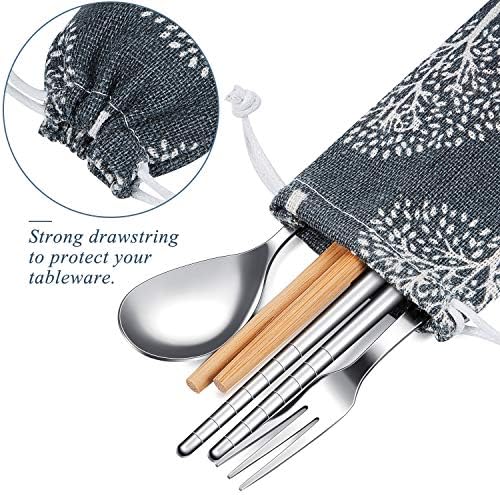 Outus 20 Pcs Straw Carrying Case Chopstick Bag Canvas, Nature Beige