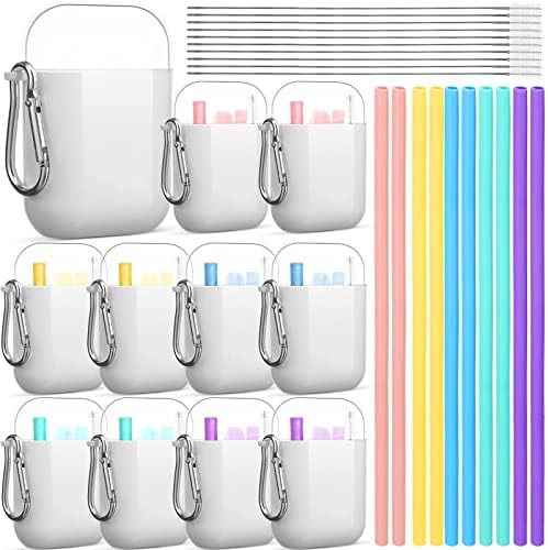 Mumufy 10 Set Silicone Travel Straws with Case Reusable Straws