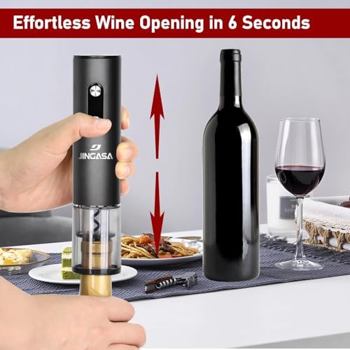 JINGASA Electric Wine Opener with Automatic Corkscrew & Foil Cutter
