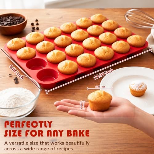 HKNMTT Mini Silicone Muffin Pans for Baking 24Cups BPA-Free Egg Bites