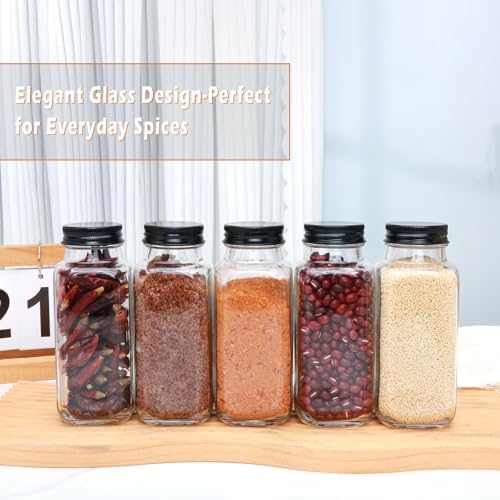 15 Pack 8oz Glass Spice Jars with Grinders, Square Spice Bottles