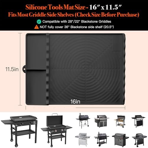 Silicone Grill Mat for Blackstone Griddle, Black