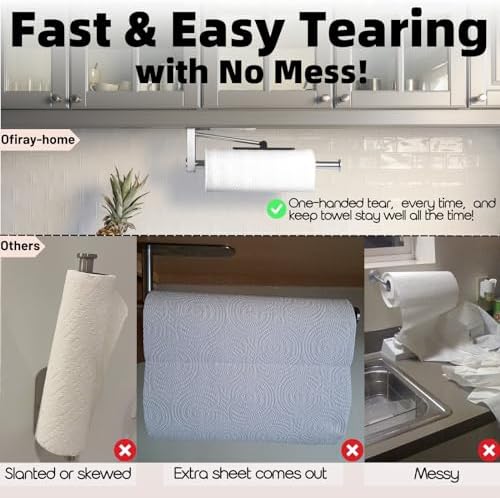 Under Cabinet Paper Towel Holder, One-Hand Tear