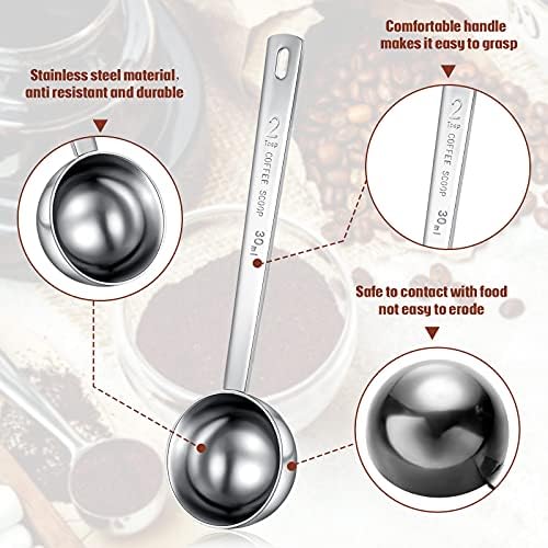 Geiserailie 4 Pcs 2 Tablespoon Scoops with Long Handle, 30 ml