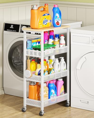 OKZEST 4-Tier Slim Rolling Storage Cart