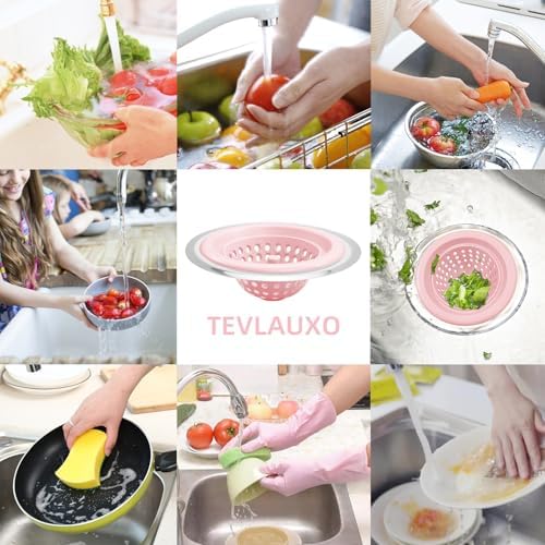 Silicone Kitchen Sink Strainer, 2 Pack, Pink