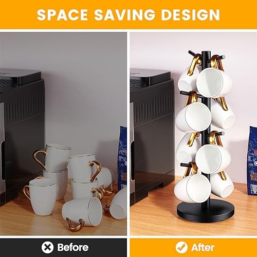 Coffee Mug Holder Tree, Upgraded 360° Rotated Coffee Cup Holder for