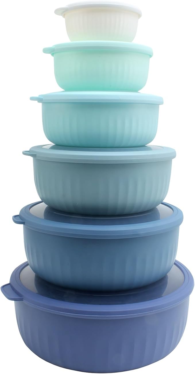 COOK WITH COLOR Prep Bowls with Lids- Wide and Deep Nesting Plastic Small by CookwithColor