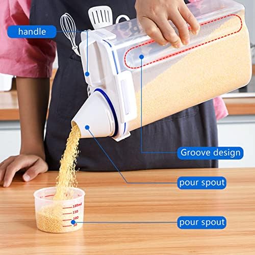 2 Pcs 5.5 LB Rice Storage Container, Airtight Cereal Flour Dispenser
