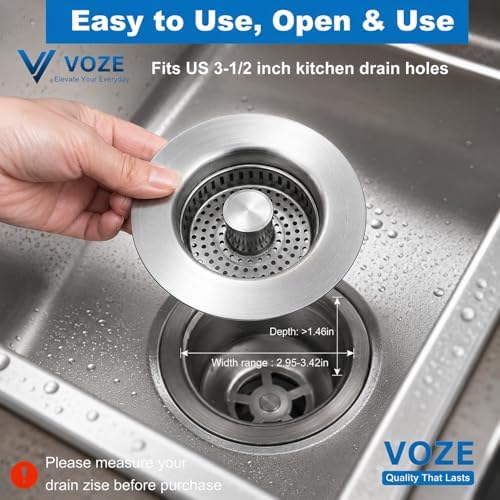 3-in-1 Stainless Steel Kitchen Sink Drain Strainer and Stopper