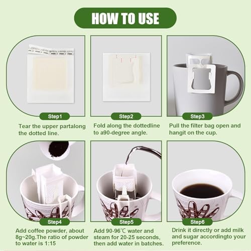 CARGEN 100Pcs Portable Coffee Filter Paper Bags,Hanging Ear Drip