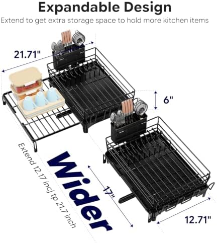 Simple Trending Expandable Dish Drying Rack, Black