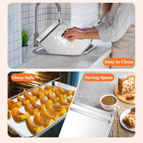 Half Sheet Baking Pan & Wire Rack, Leonyo 17.5" x 13" Large Stainless