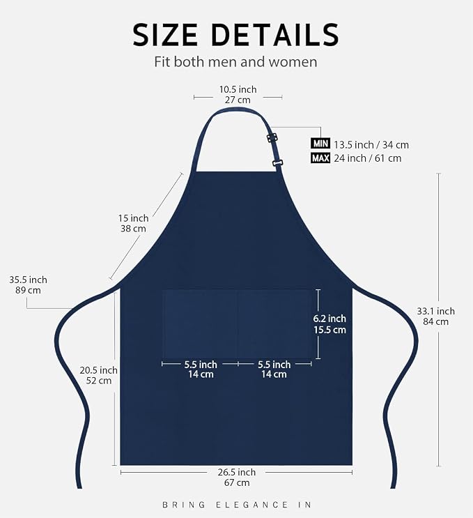 Syntus Apron for Men Women, Adjustable Cooking Kitchen Chef Aprons - Image 2