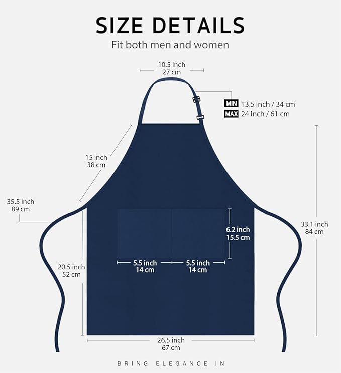 Syntus Apron for Men Women, Adjustable Cooking Kitchen Chef Aprons - Image 2
