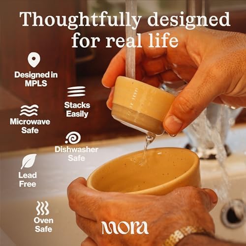 Mora Micro Ramekins Set of 4, 6oz Ceramic Pottery Baking Dishes