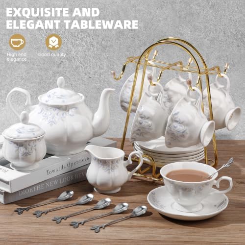 CHENP.HMC Tea Set 22-Piece Porcelain Ceramic Coffee Tea Gift Sets Cups
