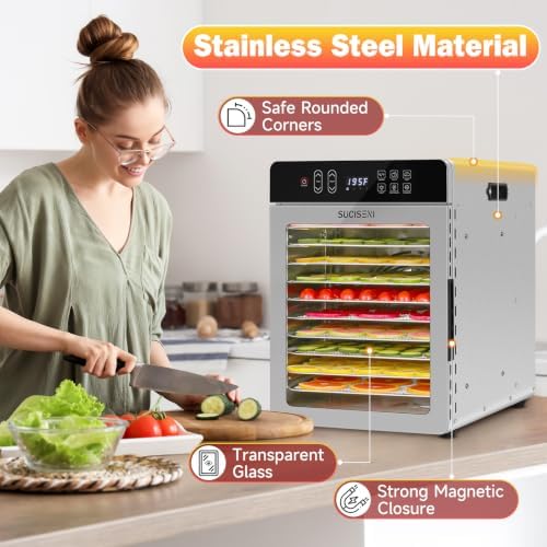 SUCISENI 10-Tray Stainless Steel Food Dehydrator