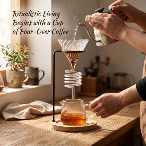 Spiral Pour Over Coffee Maker Set, 400ml Glass Carafe