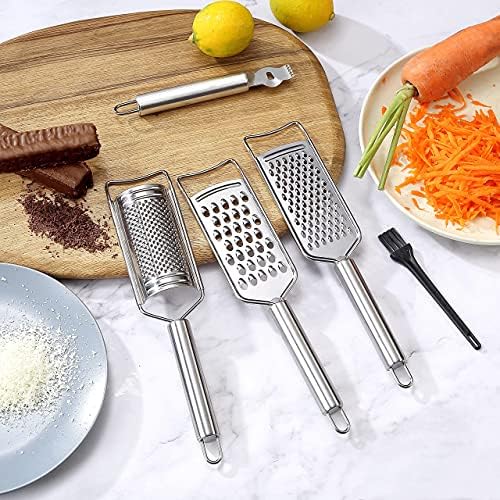 Tongjude Stainless Steel Cheese Grater Set, Set of 5 Kitchen Grater &