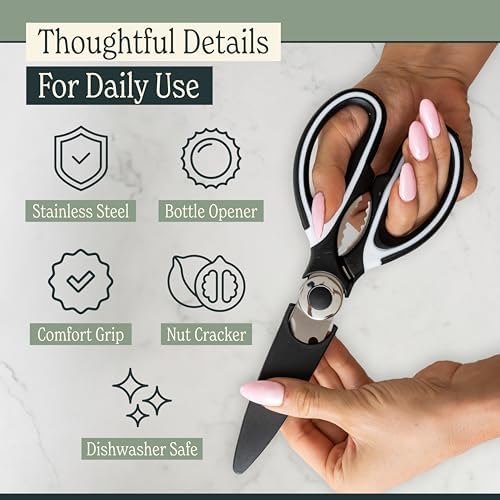 Heavy Duty Kitchen Shears With Sharpener - Lifetime Replacement