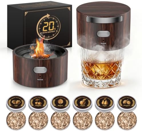 Electric Whiskey Smoker Kit with 6 Flavor Wood Chips, Old Fashioned