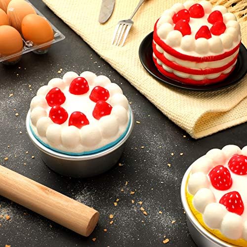 Patelai 8 Pieces 4 Inch Round Cake Pan Mini Non Stick Aluminum Round