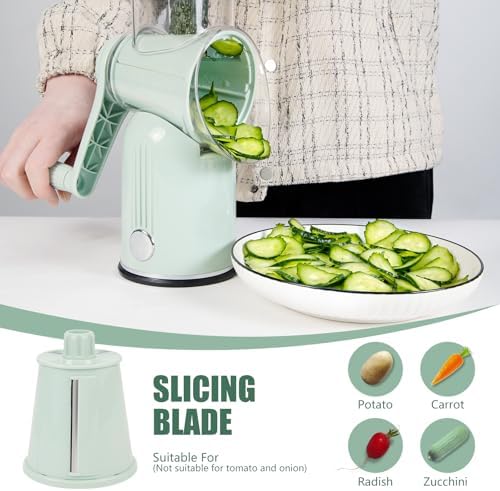 5-in-1 Rotary Cheese Grater with Handle and Suction Base