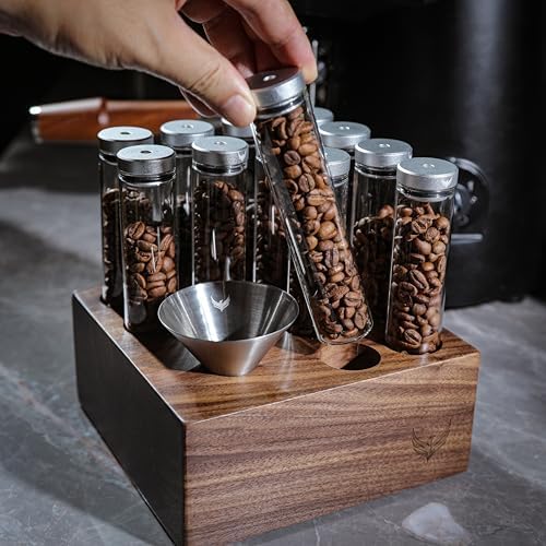 Coffee Station Set with 12 Glass Tubes and Espresso Scale