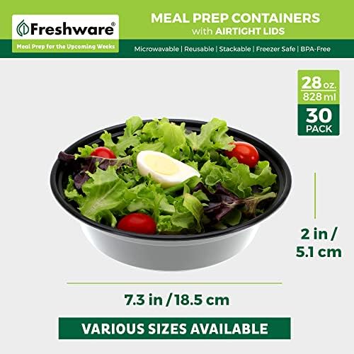 Freshware Meal Prep Bowl Containers [30 Pack] Plastic Bowls with Lids