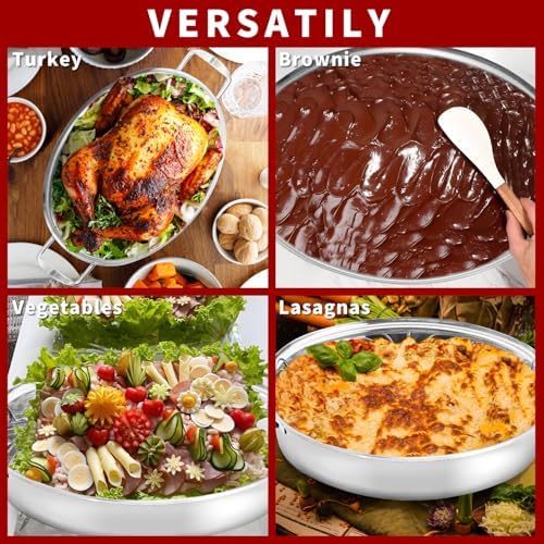 Roasting Pan With Rack and Lid,22INCH Oval Stainless Steel Turkey