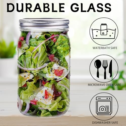 32 oz Mason Jars, 12 Pack with Airtight Lids