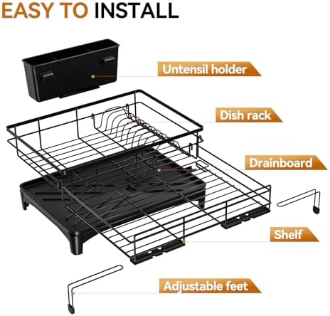 Laveshop Expandable Dish Drying Rack, Black