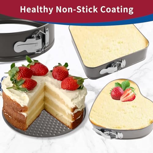 Springform Cake Pans Set 8, 9,10 Inch Heart Pan Round Cake Pan Square