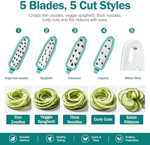 Ourokhome 5-Blade Zucchini Noodle Maker Spiralizer
