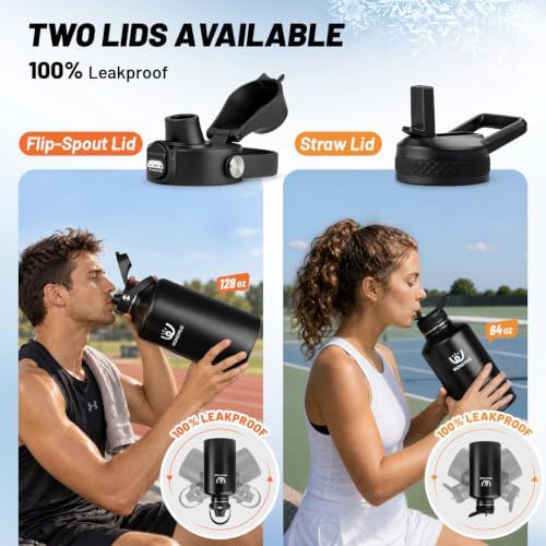 64oz Insulated Water Bottle Leak Proof with Carrier Bag for Sports