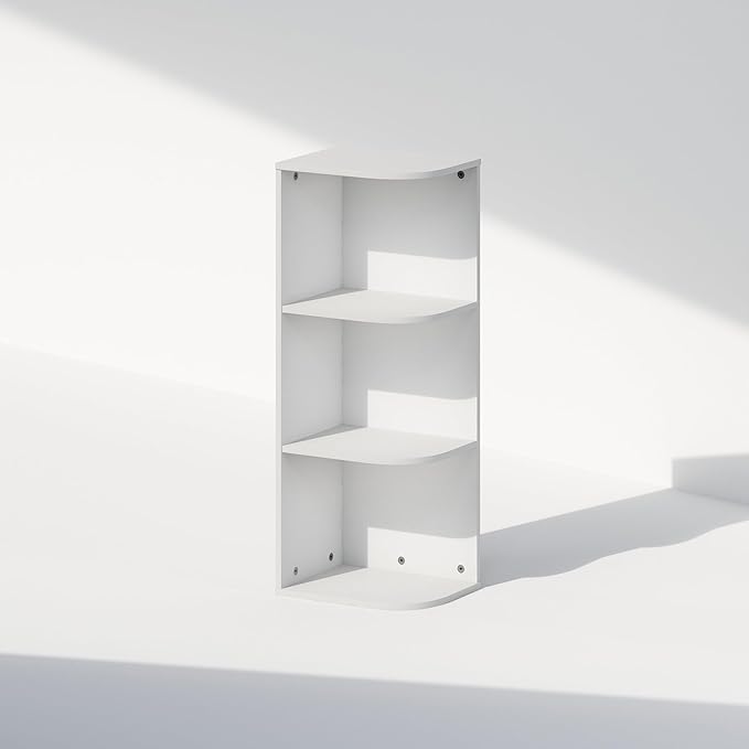 Furinno Reed Corner Shelf, 3-Tier Corner Bookshelf, Book Shelf, Corner Shelves - Image 3