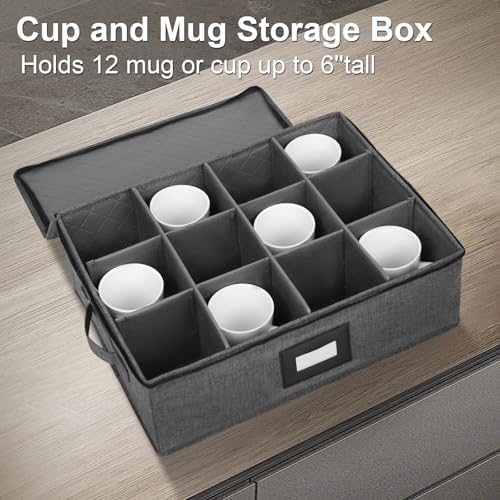 Mug Storage Box with Dividers, China Cup Storage Containers For Tea