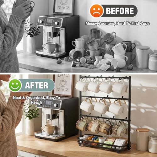 Coffee Mug Holder for Countertop, 22 Hooks Metal Coffee Cup Holder