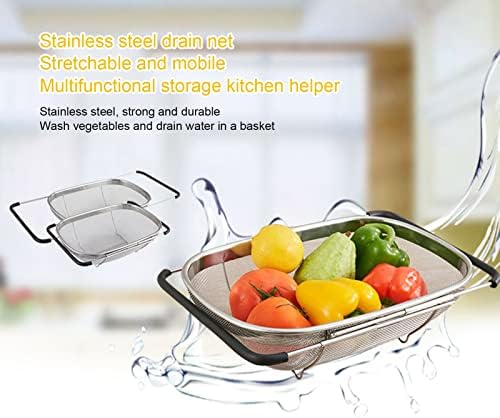 Expandable Stainless Steel Colander, Over the Sink Colander Strainer