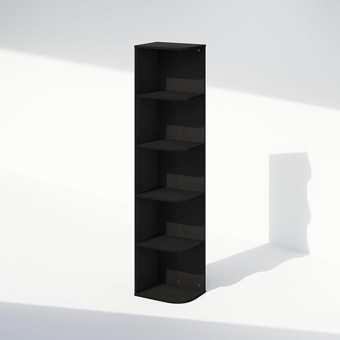 Furinno Reed Corner Shelf, 5-Tier Corner Bookshelf, Book Shelf, Corner Shelves - Image 3
