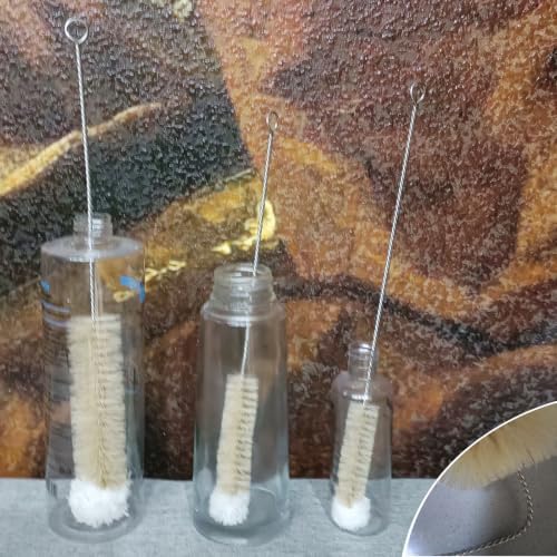 NewFerU Bottle Brushes Thin Long Handle X 3, Natural Boar Bristle Set