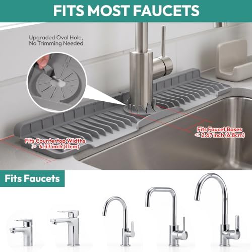 24" Longer Silicone Faucet Mat for Kitchen Sink Splash Guard