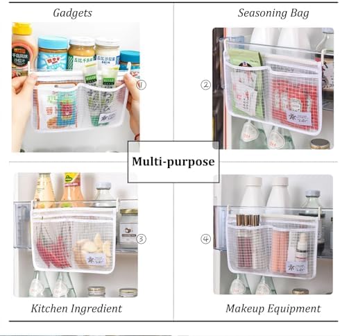 4PCS Refrigerator Door Organizer Set, Fridge Hanging Mesh Bag for
