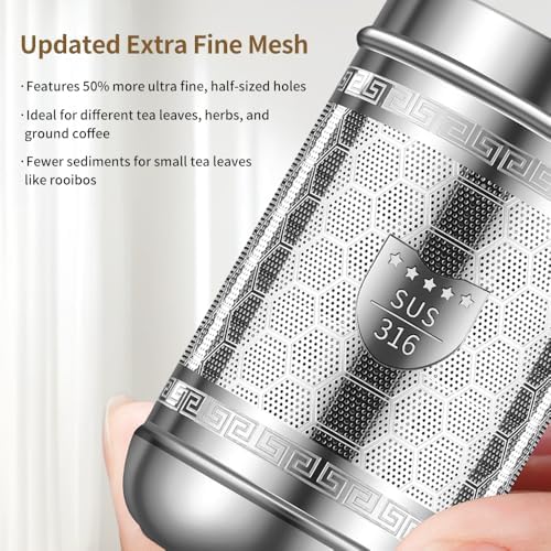 3 Pack 316 Stainless Steel Tea Infuser with Drip Tray, Extra Fine Mesh