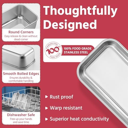 E-far Mini Loaf Pan Set of 8, Small Stainless Steel Bread Baking Pans
