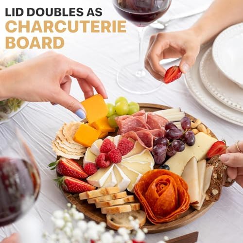 X-Large 6.5 L Glass Salad Bowl with Lid Set, Decorative Glass Mixing